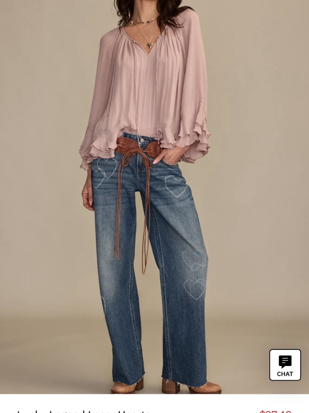 Lucky Brand Legend Jeans Laser Hearts, Baggy/Wide Leg, Sz 28, like new